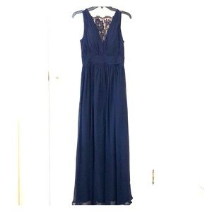 Aidan Mattox Navy Blu Chiffon Dress Gown Sz 0